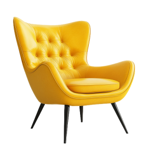 Elegant Modern Yellow Leather Armchair