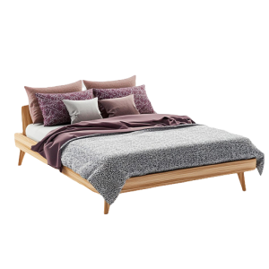 Purple Grey Wooden Phines Bed