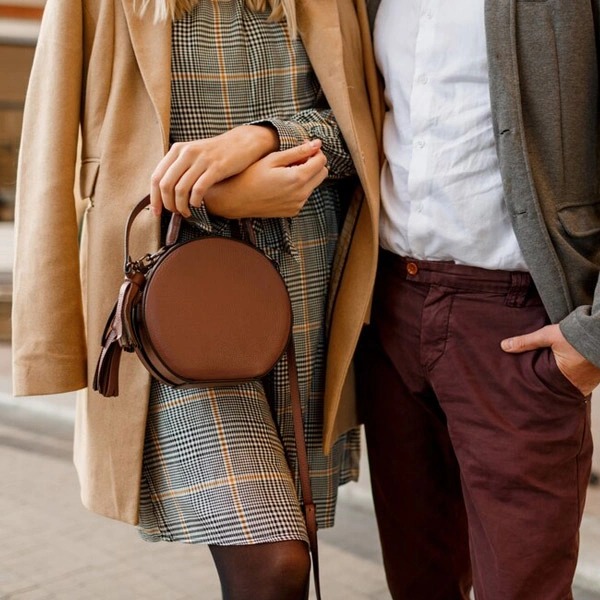 Small Round Leather Bag